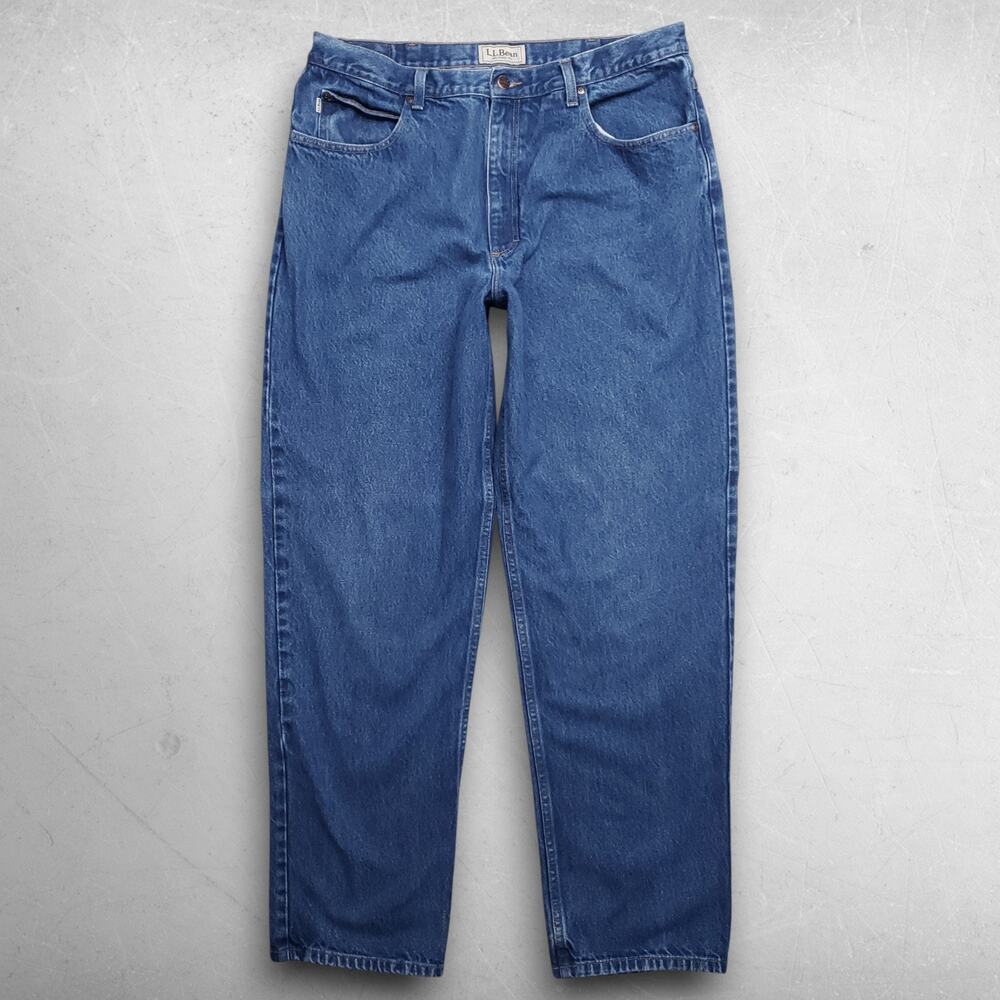 LL Bean Relaxed Fit Jeans Straight Leg 100% Cotton Men 38x34 Blue